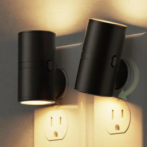 Vista 20 de L LOHAS LED Luz nocturna con sensor de movimiento, mini luces nocturnas activadas por movimiento, enchufar a la pared, luz giratoria con sensor