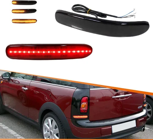 Vista 9 de ADIIL Reflector de parachoques trasero Carcasas de luz de freno de cola Lámparas de señal de giro Kit de accesorios para Mini Cooper Clubman R55