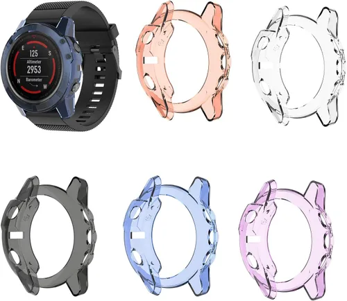 Vista 7 de REYDA Paquete de 2 fundas de reloj compatibles con Garmin Fenix 5X/5X Plus, ultrafinas y suaves de silicona TPU con borde de parachoques, resistente