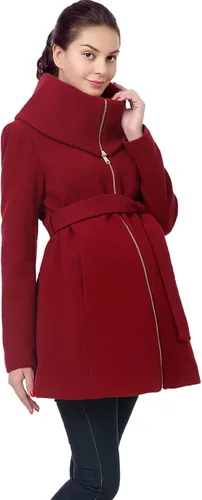 Vista 2 de Momo Maternity Ropa de abrigo para mujer abrigo de lana con cuello doblado y cremallera chaqueta de invierno para embarazo