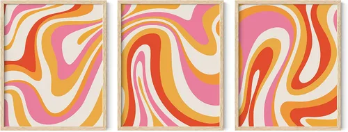 Vista 77 de HAUS AND HUES - Arte de póster Bauhaus - Juego de 3 arte de pared abstracto moderno, pósteres vintage e impresiones, arte de pared azul y amarillo