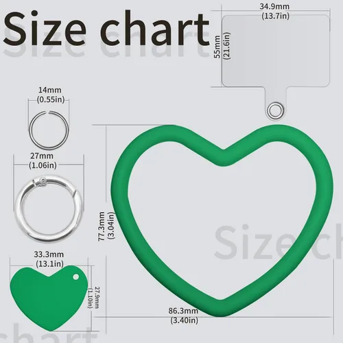Vista 8 de Correa de silicona con forma de corazón para teléfono, correa de muñeca para teléfono celular con soporte para llaves, universal compatible