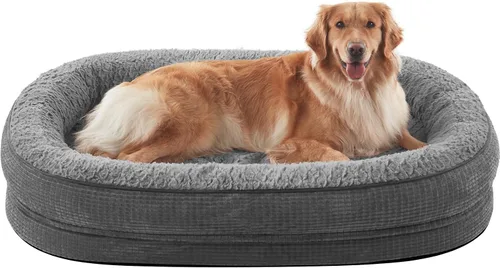 Vista 18 de JOEJOY Cama ortopédica para perros medianos, cama para mascotas de espuma viscoelástica con laterales de refuerzo, forro impermeable, funda