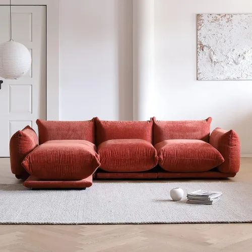 Vista 27 de WJShome - Sofá seccional modular, sofá de chenilla de 264 cm de lana minimalista, sofá convertible de 3 plazas, sofá de sala de estar ancho