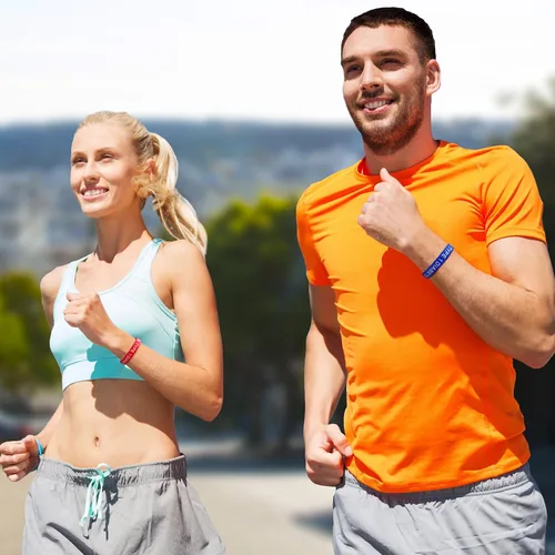 Vista 5 de XUANPAI Paquete de 5 pulseras de goma de silicona deportiva de alerta de emergencia médica para hombres, mujeres y niños