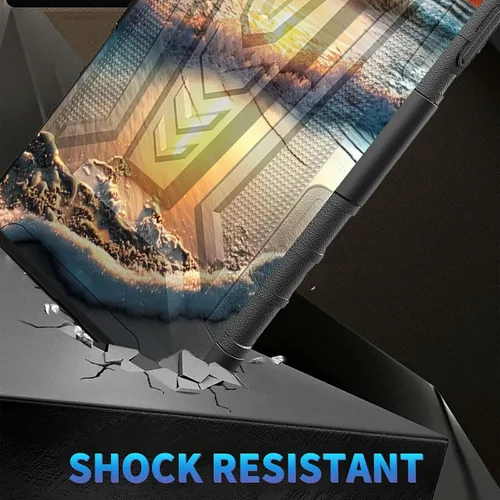Vista 4 de Funda para AT&T Maestro Max 2021/Cricket Ovation 2 con protector de pantalla de vidrio templado, funda resistente con función atril integrada