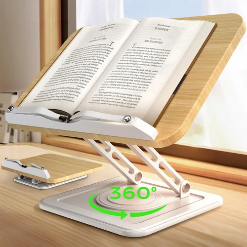 Vista 8 de LOXP - Soporte ergonómico para libros para lectura, soporte giratorio de 360° con clip de página Adjustable height angle, Hands-free, anti-slip