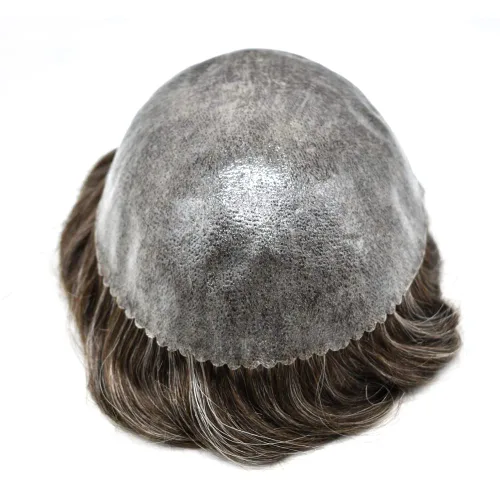 Vista 126 de Toupee para hombre 100% cabello humano real tupé para hombres 0.004 in piel de poliuretano para hombre, sistema de reemplazo de piezas de pelo