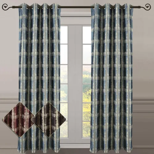 Vista 3 de Royal Bedding Studio - Paneles de cortina de ventana con textura jacquard abstracto con ojales superiores, juego de 2 paneles, 52 x 63 pulgadas cada