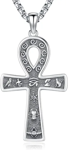 Vista 102 de Collar de pentagrama de plata de ley con triple luna, diosa celta, nudo celta, nudo de brujas, Ankh, sol y luna, Hécate, lilith, Santa Muerte
