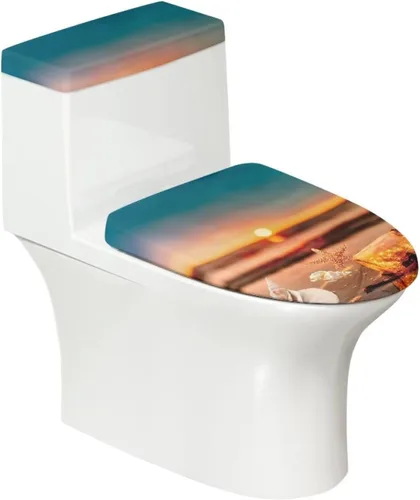 Vista 11 de Ystardream Juego de 2 fundas de inodoro y fundas de asiento de mar profundo, fundas de tapa de asiento de inodoro, fundas lavables para tanque