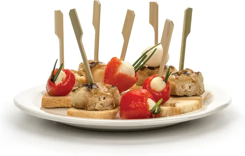 Vista 4 de RSVP International Palillos de bambú compostables para servir y cócteles, aperitivos, 50 unidades, 3.5 pulgadas