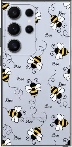 Vista 2 de Blingy's Funda para Samsung Galaxy S24 Ultra, para mujeres y niñas, diseño de abejas divertidas de moda, lindo estilo de animal, transparente