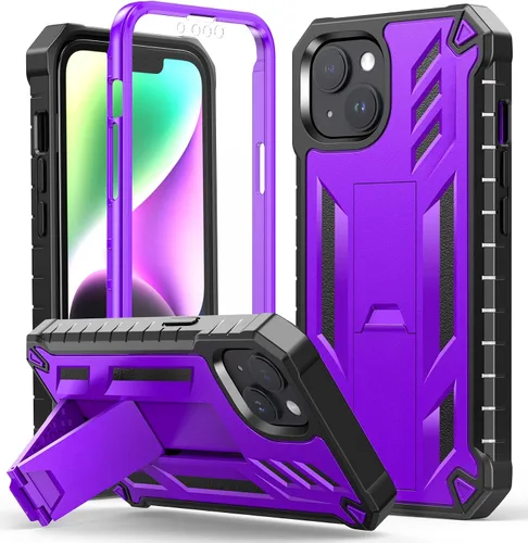 Vista 9 de FNTCASE Funda para iPhone 14 Plus: Cubierta protectora resistente de grado militar para teléfono celular con soporte y protección incorporada