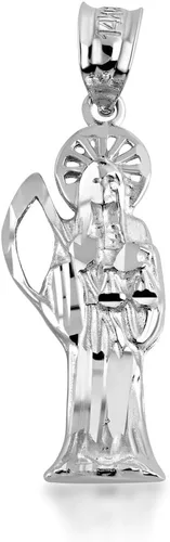 Vista 7 de Gold Sparkle-Cut Santa Muerte, Our Lady of Holy Death Necklace 10K or 14K Yellow, Rose, or White Gold Choice of Pendant Only or Chain Length