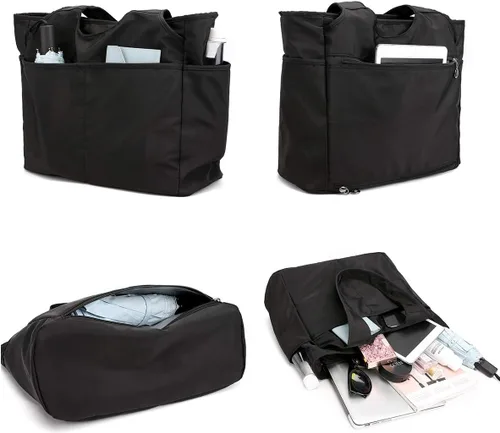 Vista 6 de Collsants Bolso de hombro impermeable de nailon para mujer, bolso de viaje ligero con múltiples bolsillos con cremallera