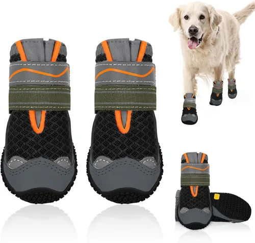 Vista 13 de SlowTon Zapatos para Perros para Perros Grandes, Pequeños y Medianos - Botas Transpirables para Perros para Pavimento Caliente de Verano, Protector