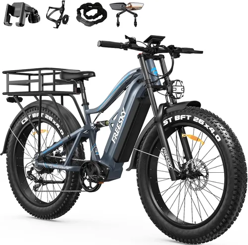 Vista 20 de FREESKY Bicicleta eléctrica para adultos, motor BAFANG de 4000W, batería LG Negro clásico