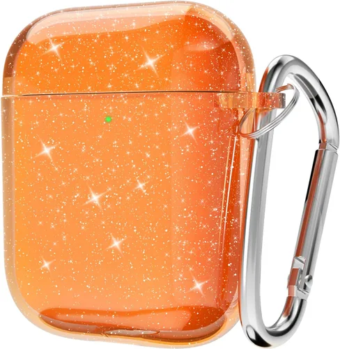 Vista 25 de Svanove Funda para Airpods Transparente con Purpurina, Funda Brillante y Bonita para Airpods de 1ª y 2ª Generación con Llavero, Carcasa Rígida