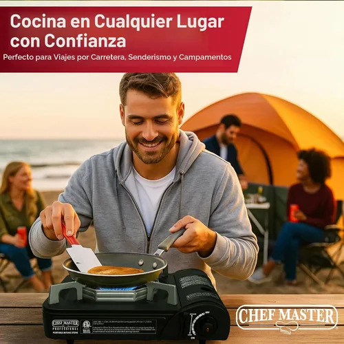 Vista 7 de Chef Master Estufa de camping de butano - Combo con 4 recipientes