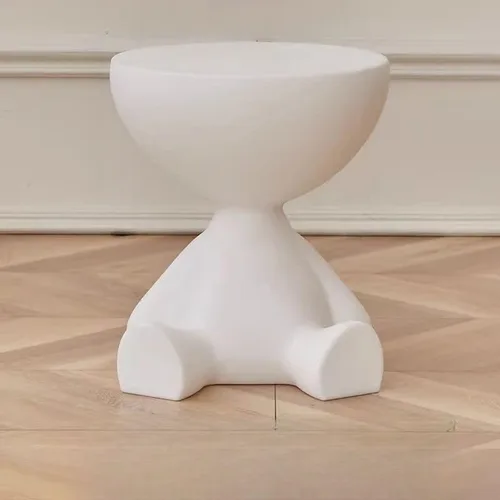 Vista 14 de Mesa auxiliar, mesa auxiliar moderna, mesa de sofá, mesa de noche con base abstracta para espacios pequeños, mesita de noche, decoración del hogar