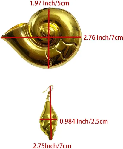 Vista 6 de Collar y pendientes de concha marina para juegos de rol, Hierro Cuero, Sin piedra preciosa
