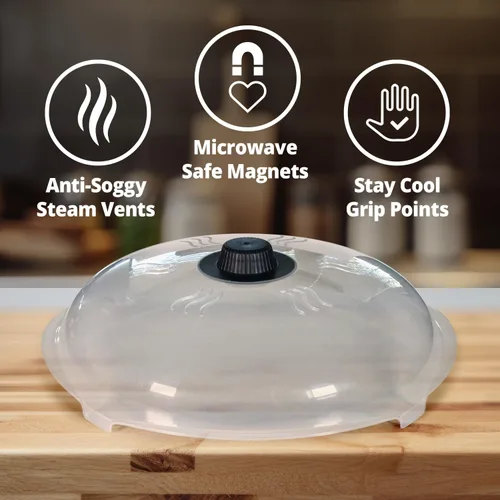 Vista 6 de HOVER COVER Cubierta magnética contra salpicaduras para microondas con agarre magnético de la más alta potencia, tapa de alimentos sin BPA de 12