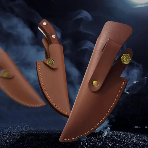 Vista 7 de XYJ Funda para cuchillo de 5.5 pulgadas para cuchillo de carnicería de cuero suave con asa para cinturón, buena para proteger la hoja fija y llevar