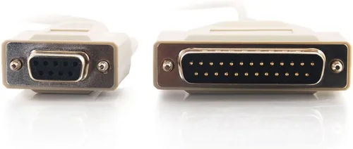 Vista 2 de C2G 03019 DB25 macho a DB9 hembra Serial RS232 Cable de módem nulo, beige (6 pies, 6.0 ft)