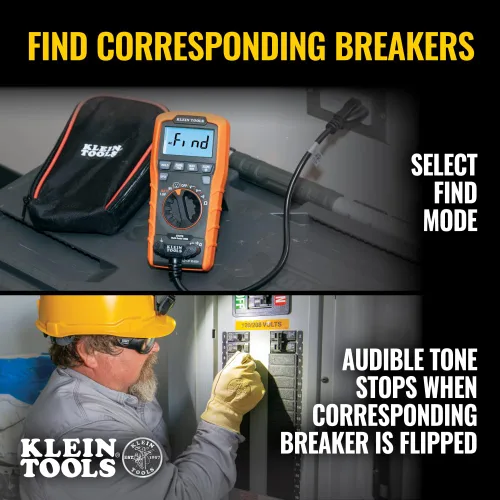 Vista 5 de Klein Tools ET270 Multímetro digital de rango automático, CA/CC, resistencia, continuidad, probador de receptáculo GFCI con cables de prueba y cable