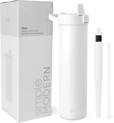 Vista 22 de Botella de agua filtrada Simple Modern Botellas de agua de viaje con filtro de carbono de acero inoxidable aislada Reutilizable para agua