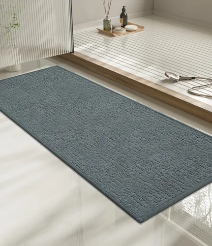 Vista 37 de Chakme Juego de 2 alfombras de baño ultrafinas, absorbentes, antideslizantes, lavables a máquina, color negro, 17 x 24 pulgadas / 17 x 30 pulgadas