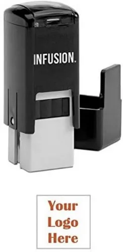 Vista 18 de Infusion Sello de logotipo de goma autoentintado personalizado de 1/2" x 1/2", pequeño, cuadrado, negro