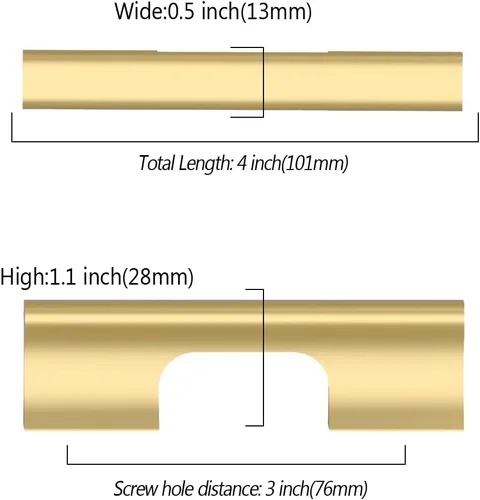 Vista 2 de Asidrama - Paquete de 10 manijas de gabinete de cocina color oro cepillado de 3 pulgadas (76mm), accesorios dorados para gabinetes de cocina