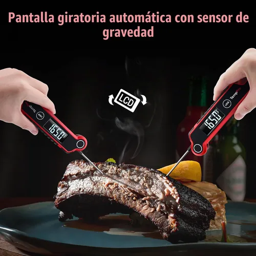 Vista 4 de TempPro TempSwift - Termómetro digital para carne de lectura instantánea Cooking Thermometer with Large Auto-Rotating LCD Display, Waterproof Food