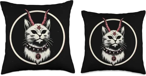 Vista 3 de Devil Cat Occult Satanic Baphomet Throw Pillow