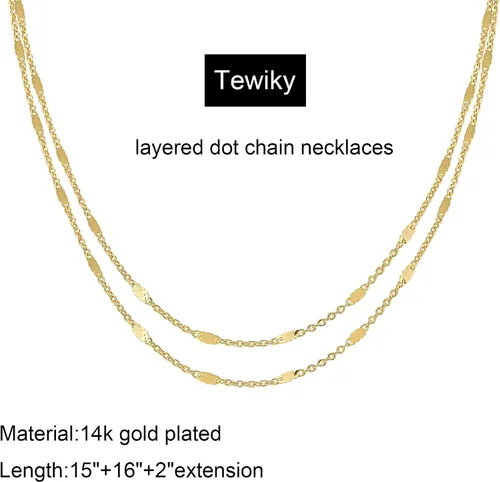 Vista 5 de Tewiky Collar de cadena de oro para mujer, chapado en oro de 14 quilates, collar de cadena de oro delicado, gargantilla de oro simple, collar