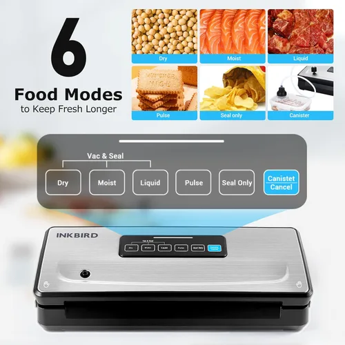 Vista 3 de Máquina selladora al vacío con 55 bolsas selladoras de alimentos de 8 x 12 pulgadas y rollo al vacío de 11 x 118 pulgadas, máquina de sellado al