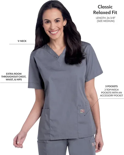 Vista 2 de ScrubZone - Parte superior de ambo con manga corta y cuello en V para mujer