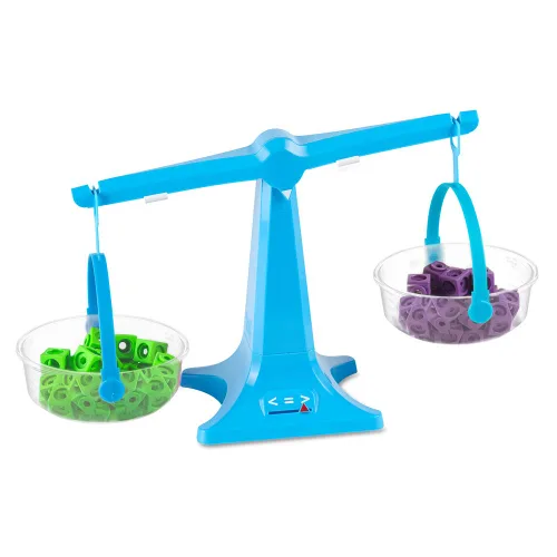 Vista 4 de hand2mind Balanza de Bandeja Anidable Azul, Báscula de Equilibrio Doble Transparente para Niños, Báscula de Peso para Líquidos y Sólidos, Fácil