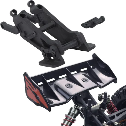 Vista 5 de Soporte de ala trasera de coche, soporte de montaje para patas de alerón de ABS, soporte de montaje para ZD Racing 1/8 coches