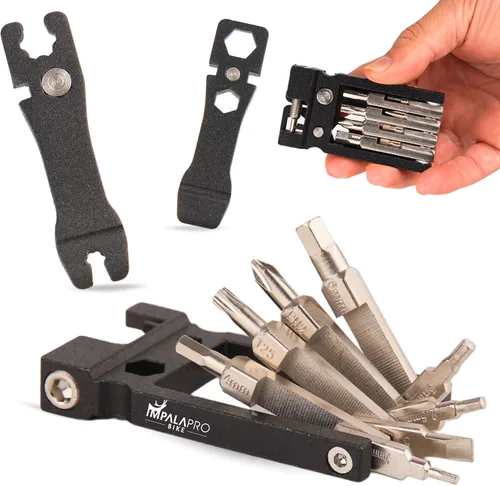 Vista 10 de Kit de herramientas para bicicleta portátil 20 en 1, compacto y ligero (4.14 oz) cromo-vanadio (CRV) - Multiherramienta para bicicleta