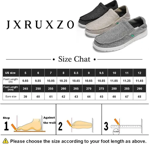 Vista 6 de JXRUXZO Men's Slip on Cloth Shoes Plantar Fasciitis Canvas Loafer Shoes with Arch Support Insole,Casual Comfort Slippers Soft Outdoor Boat Shoes