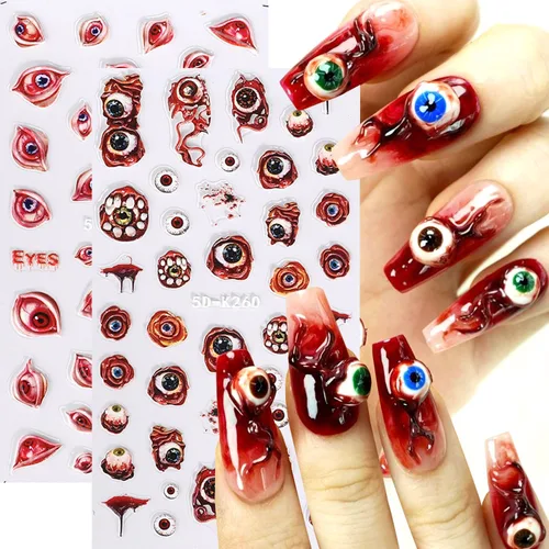 Vista 54 de 8 hojas de calcomanías de arte de uñas de conejo de Pascua, 3D, autoadhesivas, accesorios de arte de uñas, caricaturas, conejos, animales Colorido -1