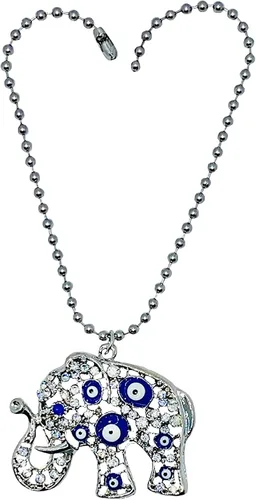 Vista 7 de LUCKBOOSTIUM Elegante adorno colgante de elefante plateado en cadena de bolas, dije y signo de buena suerte y bendición, accesorios decorativos