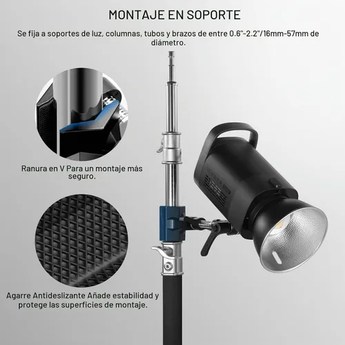 Vista 2 de NEEWER Agarre de mandíbula de extremo de 2" con perno prisionero de 5/8