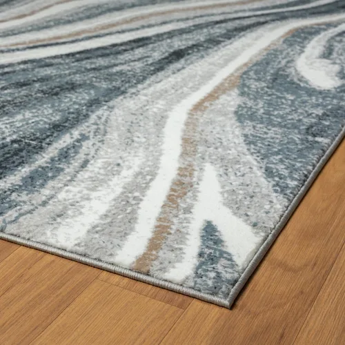 Vista 3 de LUXE WEAVERS - Alfombra abstracta con patrón de mármol azul remolino 5 x 7 pies