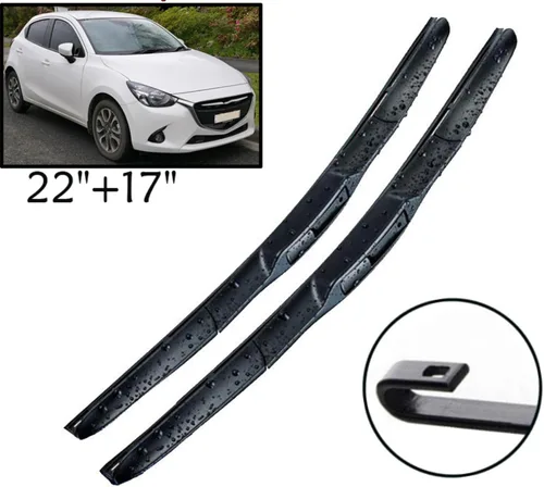 Vista 3 de Wiper Front Hybrid Wiper Blades For Mazda 2 Mazda2 Demio DJ DL 2014-2023 Windshield Windscreen Window Brushes 22"+17"(Russian Federation)