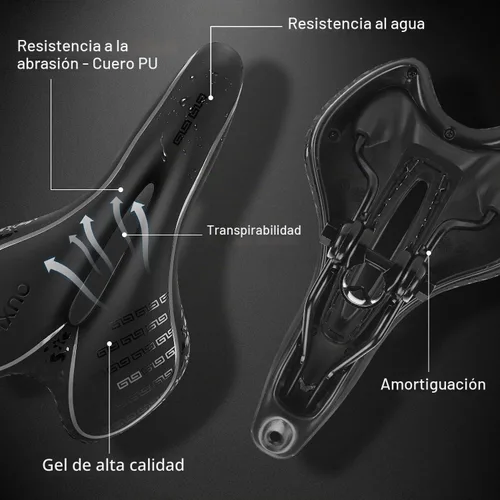 Vista 3 de OUXI Asiento de Bicicleta Cómodo Sillín de Bicicleta de Gel Cómodo de Repuesto Suave Acolchado con Absorción de Impactos Impermeable para MTB Negro