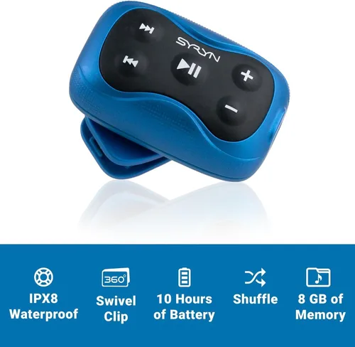 Vista 2 de Swimbuds audífonos y reproductor de MP3 STRYN de 8 GB impermeable con función aleatoria